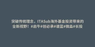 突破传统理念,ITASub海外基金投资带来的全新视野!#启牛#创必承#谱蓝#微淼#长投 突破传统理念,ITASub海外基金投资带来的全新视野!#启牛#创必承#谱蓝#微淼#长投