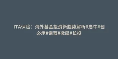 ITA保险:海外基金投资新趋势解析#启牛#创必承#谱蓝#微淼#长投 ITA保险:海外基金投资新趋势解析#启牛#创必承#谱蓝#微淼#长投