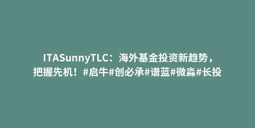 ITASunnyTLC:海外基金投资新趋势,把握先机!#启牛#创必承#谱蓝#微淼#长投插图 ITASunnyTLC:海外基金投资新趋势,把握先机!#启牛#创必承#谱蓝#微淼#长投插图