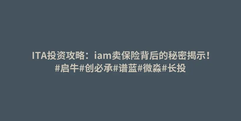 ITA投资攻略:iam卖保险背后的秘密揭示!#启牛#创必承#谱蓝#微淼#长投插图 ITA投资攻略:iam卖保险背后的秘密揭示!#启牛#创必承#谱蓝#微淼#长投插图