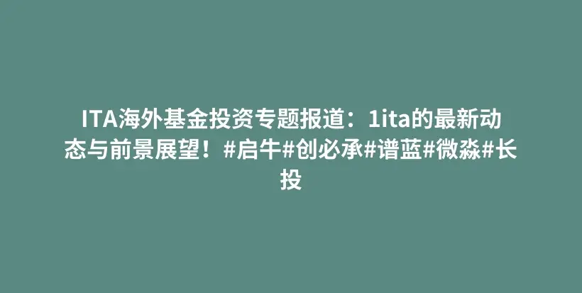 ITA海外基金投资专题报道:1ita的最新动态与前景展望!#启牛#创必承#谱蓝#微淼#长投插图 ITA海外基金投资专题报道:1ita的最新动态与前景展望!#启牛#创必承#谱蓝#微淼#长投插图