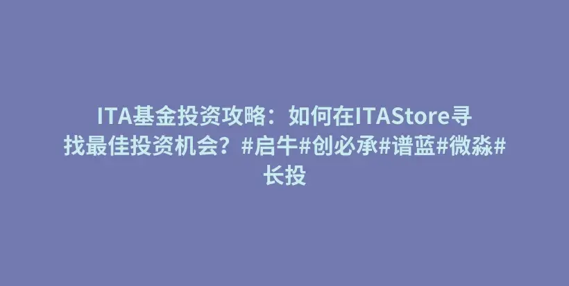 ITA基金投资攻略:如何在ITAStore寻找最佳投资机会?#启牛#创必承#谱蓝#微淼#长投插图 ITA基金投资攻略:如何在ITAStore寻找最佳投资机会?#启牛#创必承#谱蓝#微淼#长投插图