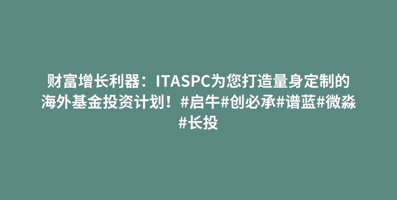 财富增长利器:ITASPC为您打造量身定制的海外基金投资计划!#启牛#创必承#谱蓝#微淼#长投插图 财富增长利器:ITASPC为您打造量身定制的海外基金投资计划!#启牛#创必承#谱蓝#微淼#长投插图