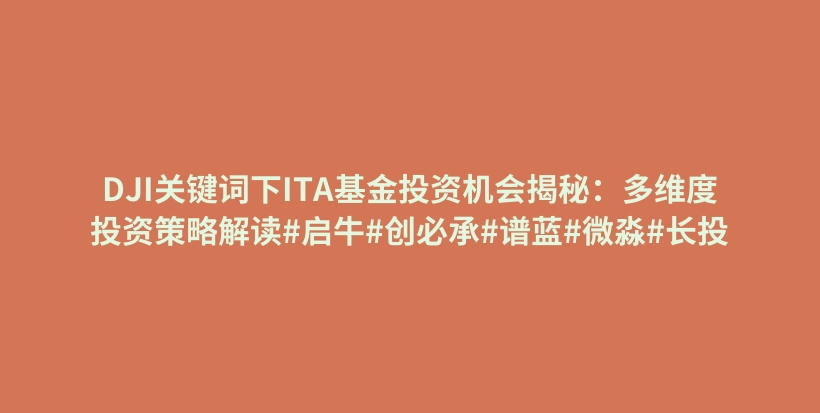 DJI关键词下ITA基金投资机会揭秘:多维度投资策略解读#启牛#创必承#谱蓝#微淼#长投插图 DJI关键词下ITA基金投资机会揭秘:多维度投资策略解读#启牛#创必承#谱蓝#微淼#长投插图