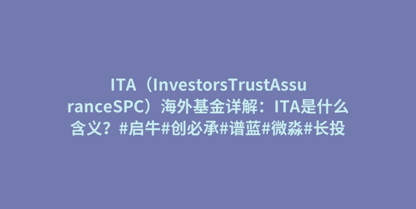 ITA(InvestorsTrustAssuranceSPC)海外基金详解:ITA是什么含义?#启牛#创必承#谱蓝#微淼#长投插图 ITA(InvestorsTrustAssuranceSPC)海外基金详解:ITA是什么含义?#启牛#创必承#谱蓝#微淼#长投插图