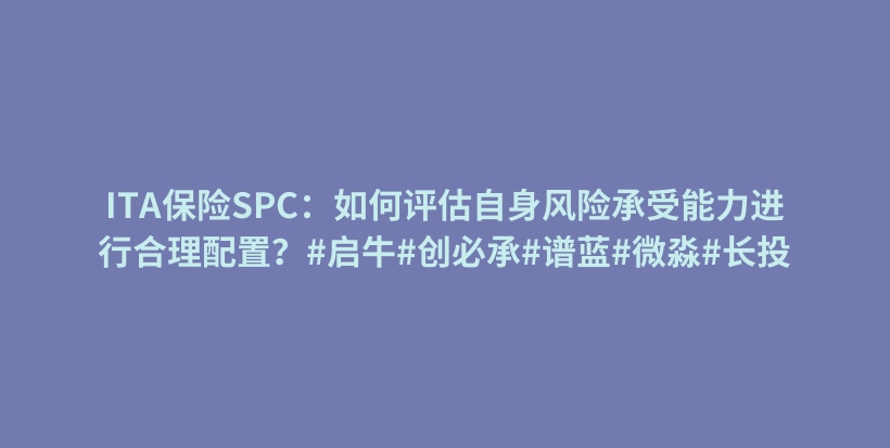 ITA保险SPC:如何评估自身风险承受能力进行合理配置?#启牛#创必承#谱蓝#微淼#长投插图 ITA保险SPC:如何评估自身风险承受能力进行合理配置?#启牛#创必承#谱蓝#微淼#长投插图