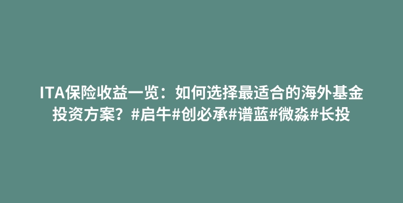 ITA保险收益一览:如何选择最适合的海外基金投资方案?#启牛#创必承#谱蓝#微淼#长投插图 ITA保险收益一览:如何选择最适合的海外基金投资方案?#启牛#创必承#谱蓝#微淼#长投插图